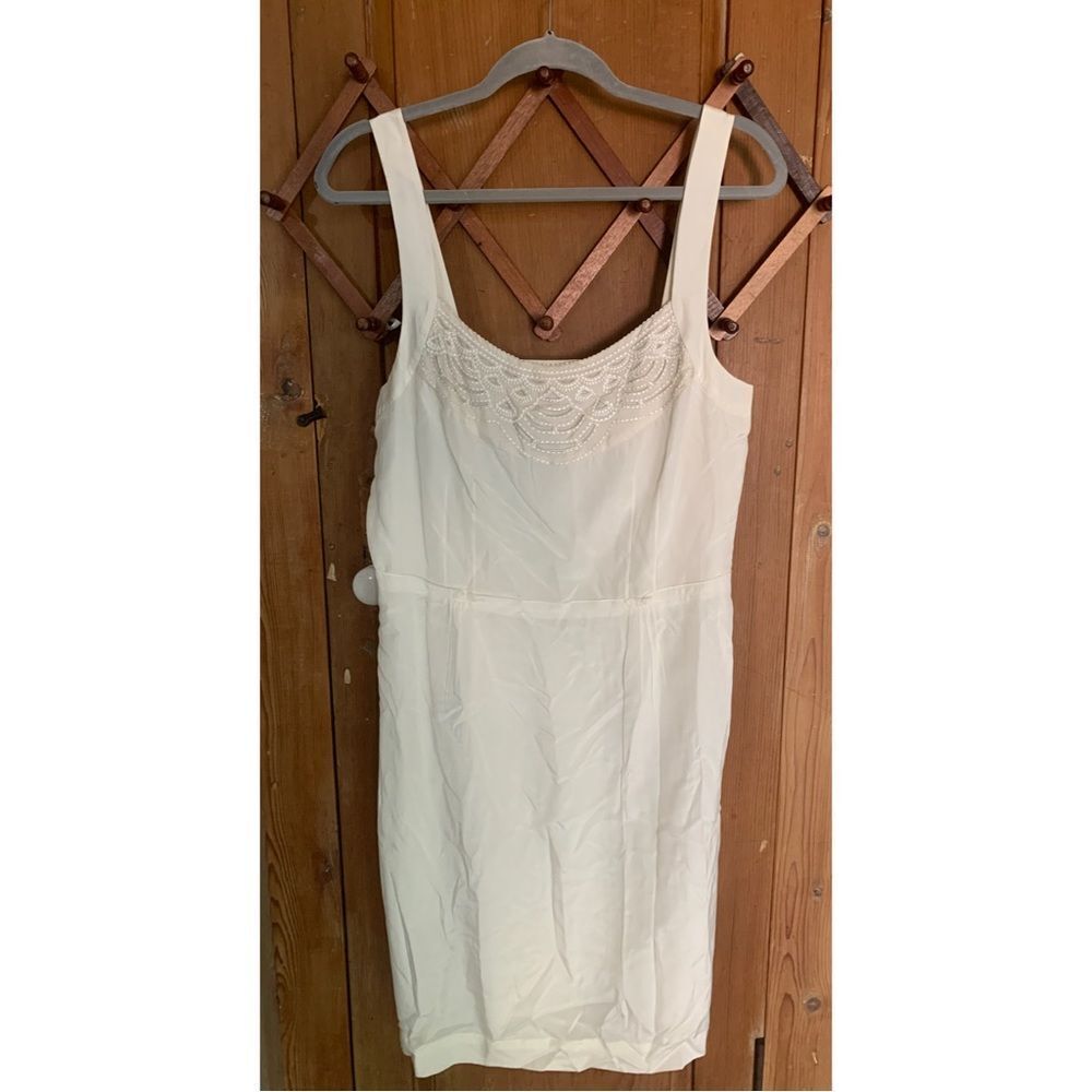 Banana Republic ivory silk sleeveless sheath dress